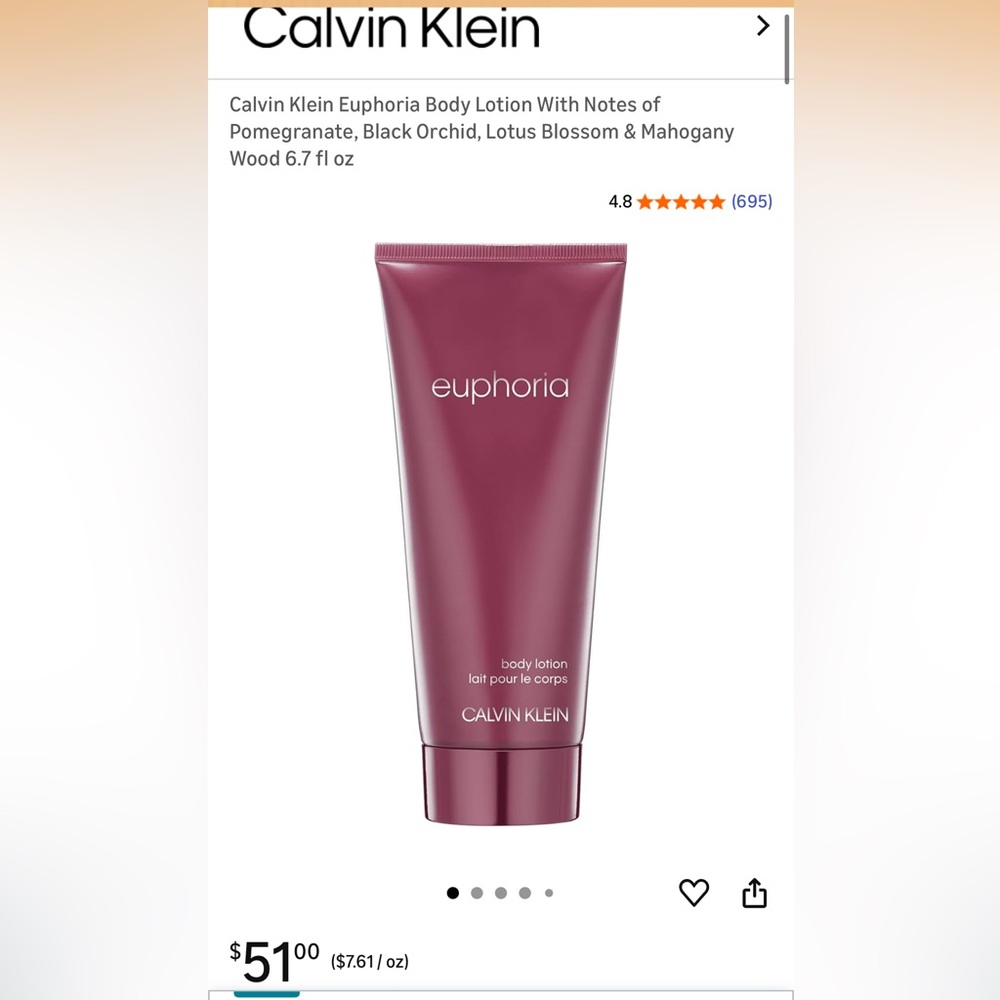 Calvin Klein Euphoria Body Lotion in Deep Burgundy